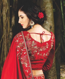 Orange Chiffon Thread Embroidery Border Sarees
