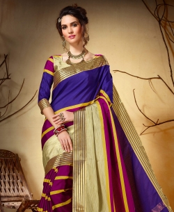 Multi Khadi Silk Border Work Cotton Sarees