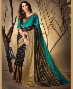 Green Khadi Silk Border Work Cotton Sarees