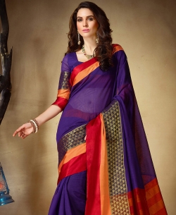 Blue Khadi Silk Border Work Cotton Sarees