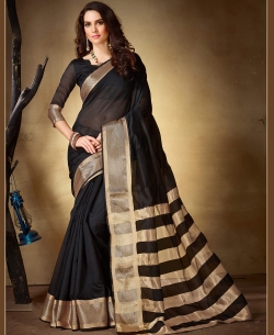 Black Khadi Silk Border Work Cotton Sarees