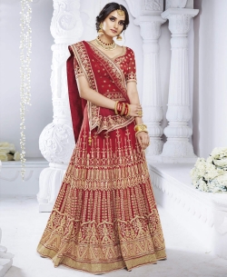 Maroon Bhagalpuri Zari Embroidery Lehenga Sarees