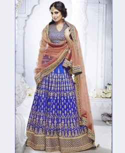 Royal Blue Bhagalpuri Zari Embroidery Lehenga Sarees