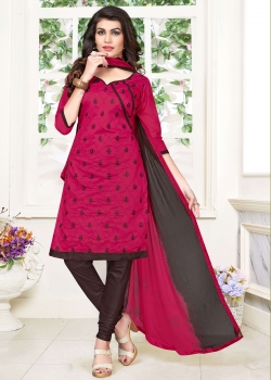 Pink Cotton Floral Design Chudidhar Suits