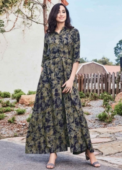 Multi Rayon Ethnic Printed Anarkali Kurtis