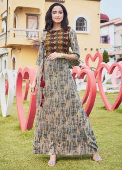 Multi Rayon Ethnic Printed Anarkali Kurtis