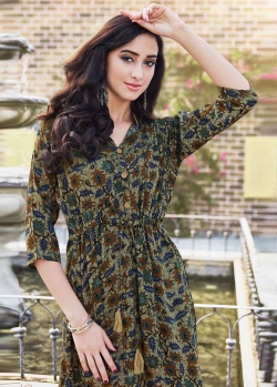 Multi Rayon Ethnic Printed Anarkali Kurtis
