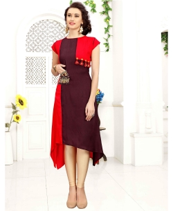 Maroon Rayon Tassels Work Anarkali Kurtis