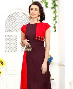 Maroon Rayon Tassels Work Anarkali Kurtis