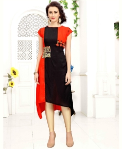 Black Rayon Tassels Work Anarkali Kurtis