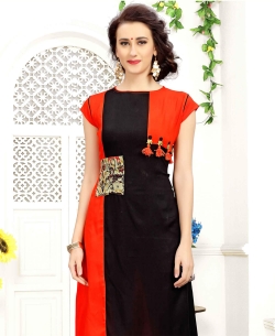 Black Rayon Tassels Work Anarkali Kurtis