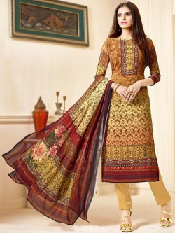 Multi Crepe Printed Straight Pant Suits
