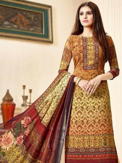 Multi Crepe Printed Straight Pant Suits