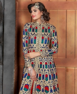 Multi Pure Georgette  Silk Zari, Thread Work, Stone Work Anarkali Suits