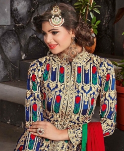 Multi Pure Georgette  Silk Zari, Thread Work, Stone Work Anarkali Suits