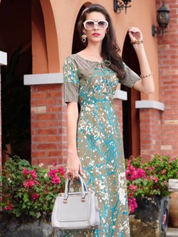 Multi Cotton Printed Anarkali Kurtis