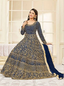 Blue Silk Printed Gowns
