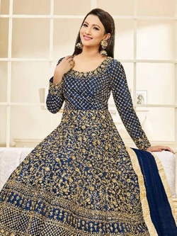 Blue Silk Printed Gowns