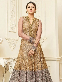 Gold Net Printed Gowns