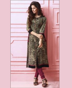 Multi Rayon Printed Straight Cut Kurtis