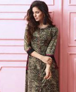 Multi Rayon Printed Straight Cut Kurtis