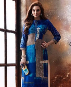Blue Rayon Printed Palazzo Suits