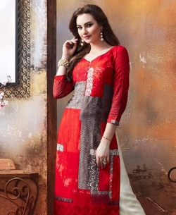 Red Rayon Printed Palazzo Suits