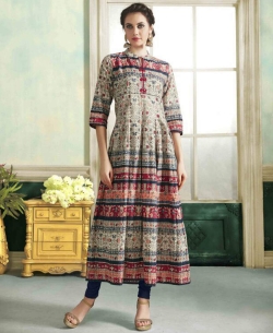 Multi Rayon Printed Anarkali Kurtis