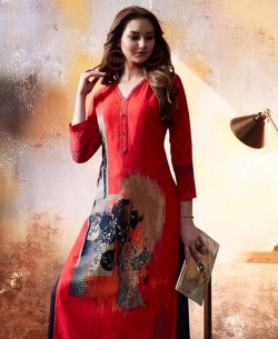 Red Rayon Printed Palazzo Suits