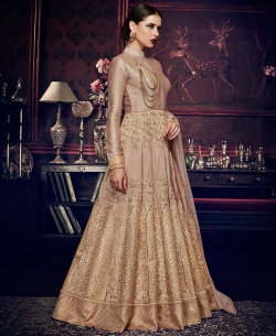 Light Onion Silk Embroidery Gowns