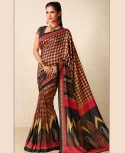 Multi Tusser Silk Printed Regular Sarees