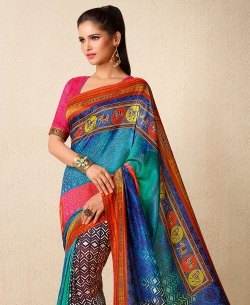 Multi Tusser Silk Printed Regular Sarees