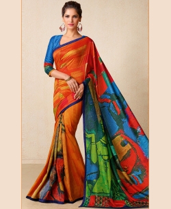 Multi Tusser Silk Printed Regular Sarees