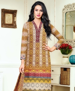 Multi Satin Cotton Printed, Stone Work Straight Pant Suits