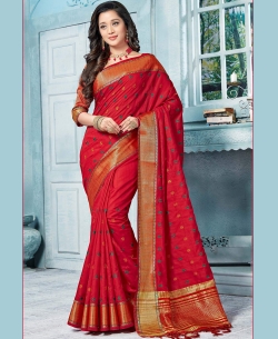 Red Art Silk Printed Cotton Sarees