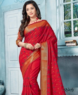 Red Art Silk Printed Cotton Sarees