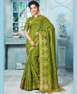 Green Art Silk Printed Cotton Sarees