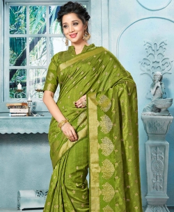 Green Art Silk Printed Cotton Sarees