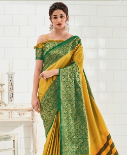 Yellow Silk Zari Work Traditional Sarees