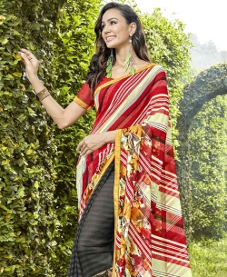 Black Georgette Printed Regular Sarees