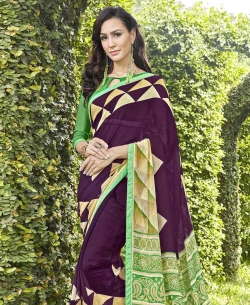 Purple Georgette Printed Regular Sarees