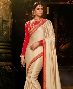 Cream Silk Border Work Border Sarees