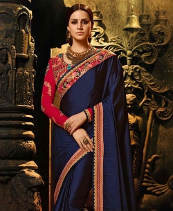 Blue Silk Border Work Border Sarees