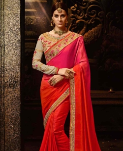 Orange Silk Border Work Border Sarees