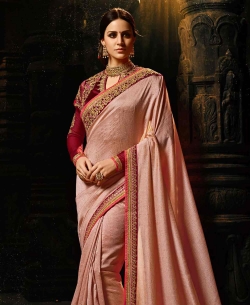 Light Pink Silk Border Work Border Sarees