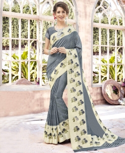 Grey Bhagalpuri Printed Cotton Sarees