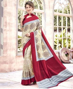 Cream Bhagalpuri Printed Cotton Sarees