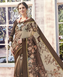 Brown Bhagalpuri Printed Cotton Sarees