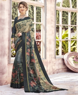 Green Bhagalpuri Printed Cotton Sarees
