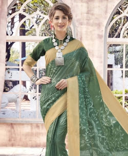 Light Green Bhagalpuri Printed Cotton Sarees